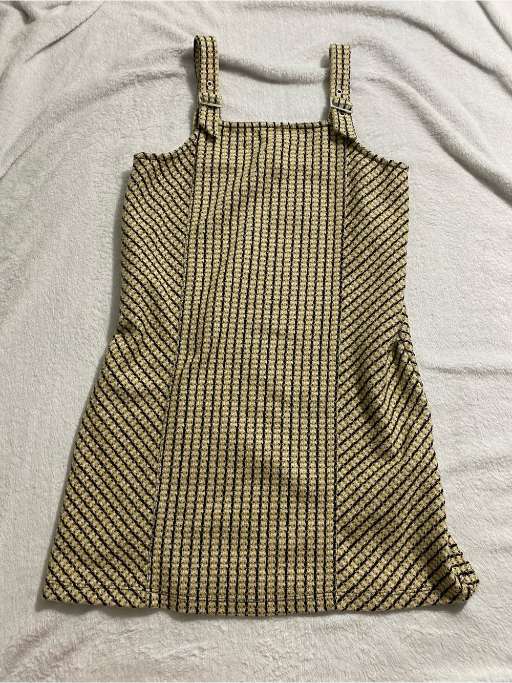 Forever 21 Yellow and Black Textured Striped Mini Dress